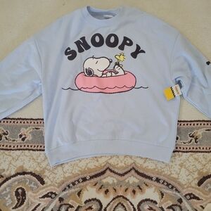 Peanuts Snoopy Light Blue and Pink Women's Sweatshirt